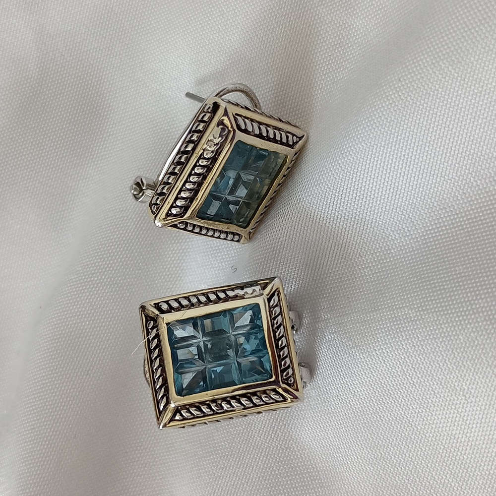 Manganese Glass Blue Earrings
